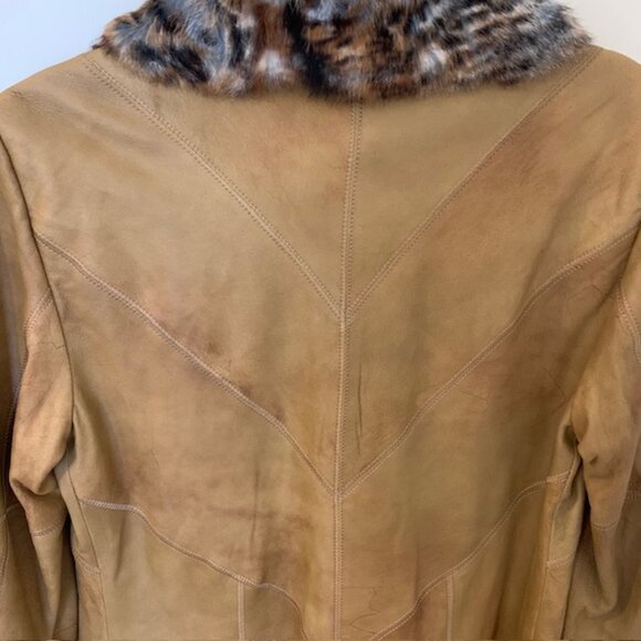Overland Genuine Leather & Fur Jacket, Size Large - Picture 7 of 16